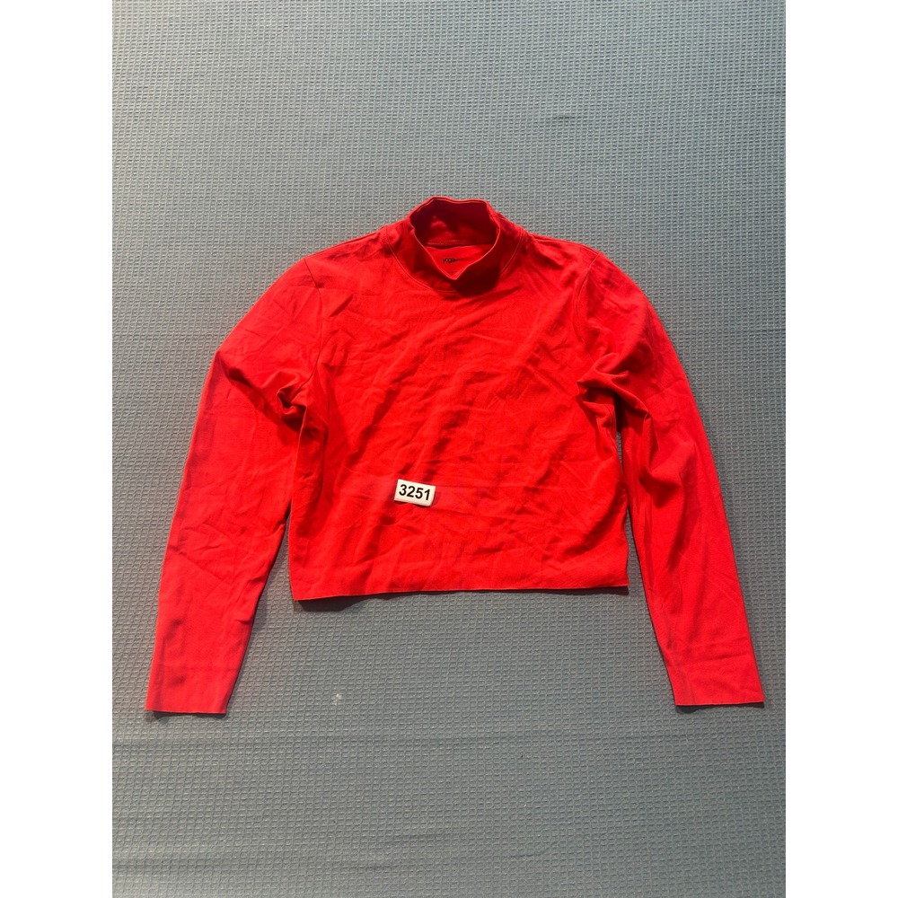 Nike Yoga Dri-FIT Mock Neck Cropped Training Top Womens Sz M Red